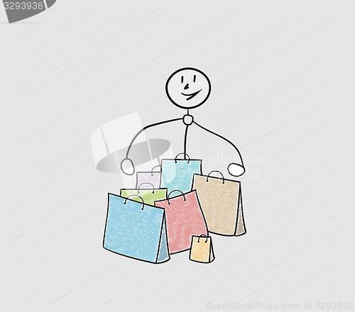 Image of few bags for shopping and person