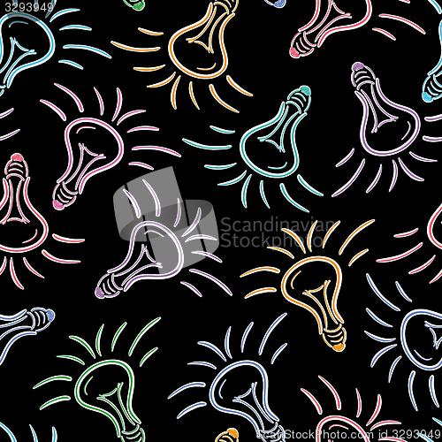 Image of color bulbs, sketch, seamless pattern