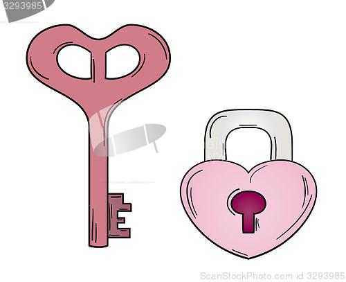 Image of key and lock with heart shape