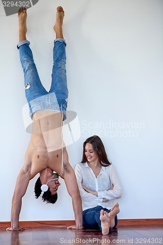 Image of happy young romantic couple have fun arelax  relax at home