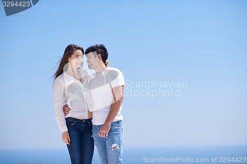 Image of happy young romantic couple have fun arelax  relax at home