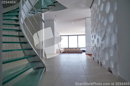 Image of modern glass spiral staircase