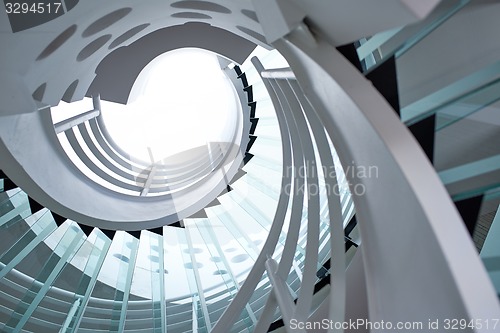 Image of modern glass spiral staircase