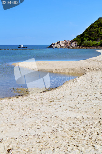 Image of asia in  phangan bay isle white  beach    rocks pirogue   south 