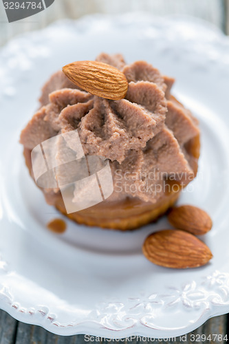 Image of Almond cake with curd cream.