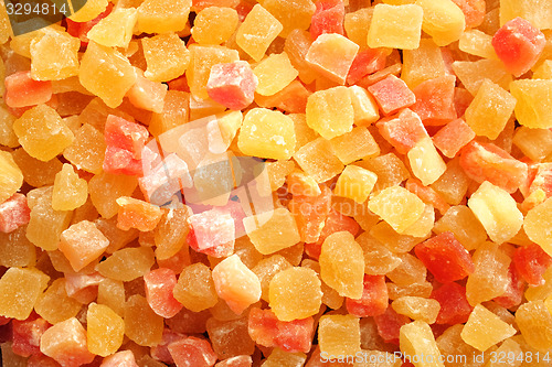 Image of Dried pineapple and papaya pieces background