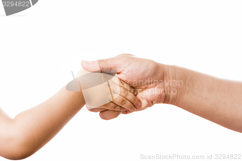 Image of Handshake Connecting Mother And Young Child