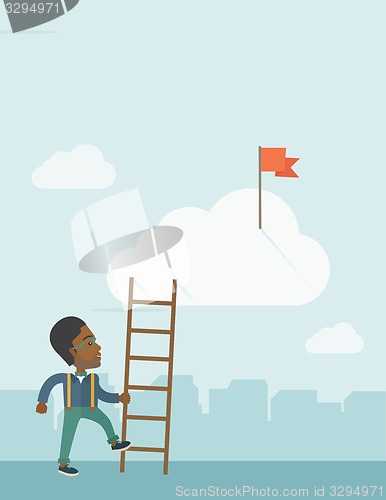 Image of African man with career ladder.