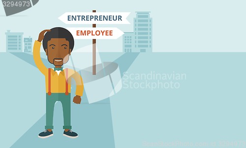 Image of Black guy confused with enterpreneur or employee
