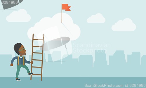 Image of African man with career ladder.