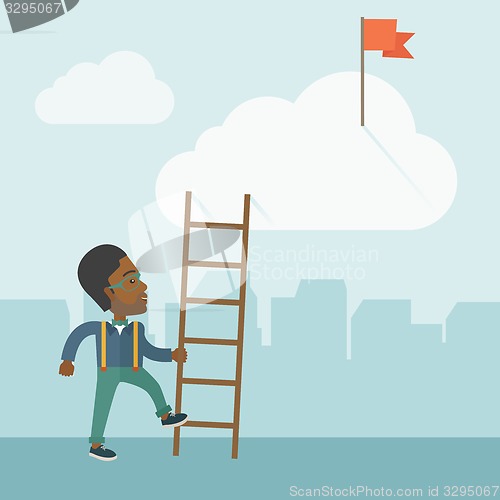 Image of African man with career ladder.