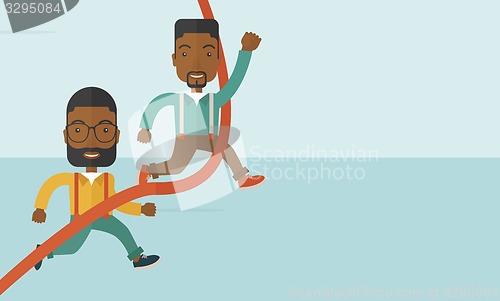 Image of Two african guy running to finish line.