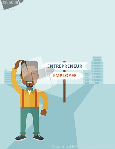 Image of Black guy confused with enterpreneur or employee