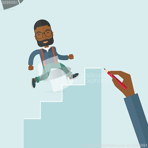 Image of Hand drawn a black man climbing