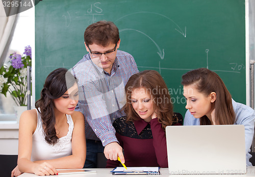 Image of teacher and students