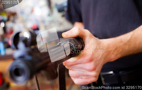 Image of restoration of the old German submachine gun MP-38