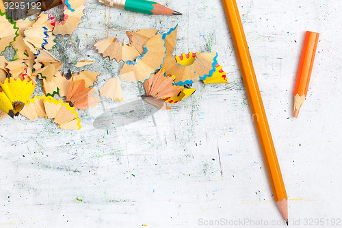 Image of colored pencils and shavings