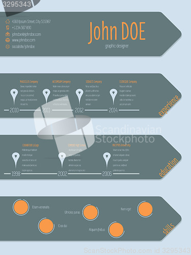 Image of Modern curriculum vitae resume with arrows