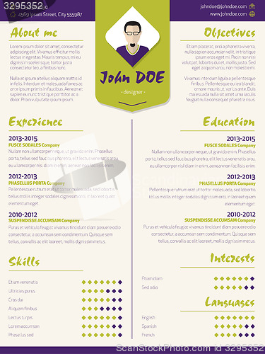 Image of Colorful modern resume curriculum vitae template with design ele