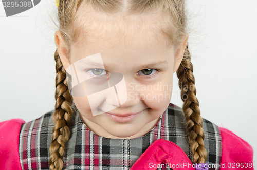 Image of Portrait of a cheerful four-year girl