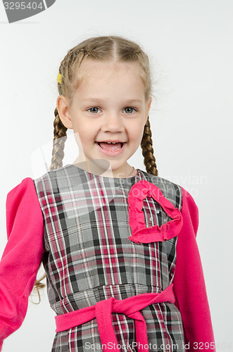 Image of Portrait of cheerful four-year girl