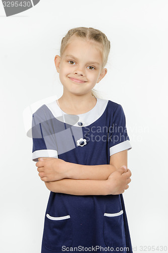 Image of Half-length portrait of six years self-confident girls