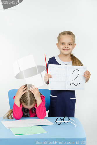 Image of Pleased with the teacher put a deuce student