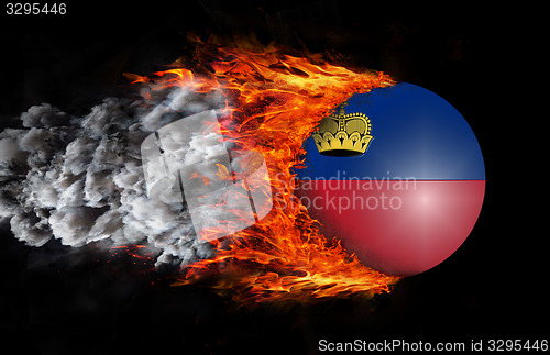 Image of Flag with a trail of fire and smoke - Liechtenstein