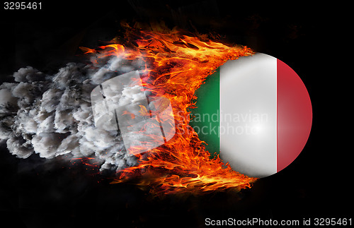 Image of Flag with a trail of fire and smoke - Italy