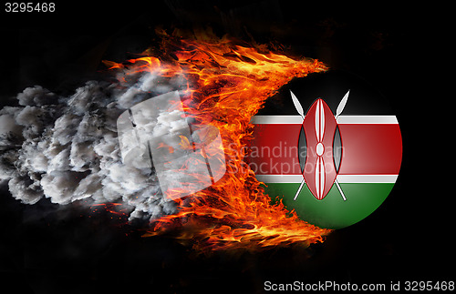 Image of Flag with a trail of fire and smoke - Kenya