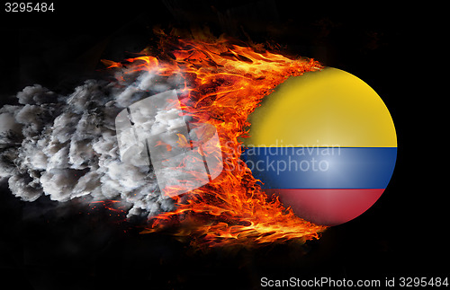 Image of Flag with a trail of fire and smoke - Colombia