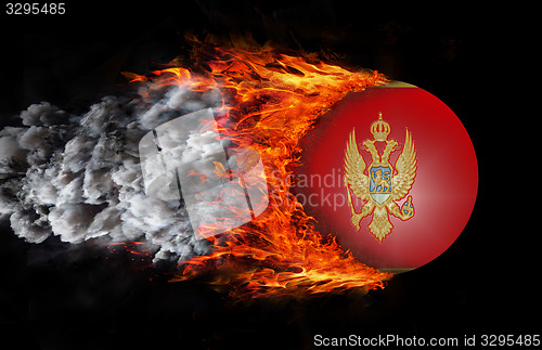 Image of Flag with a trail of fire and smoke - Montenegro