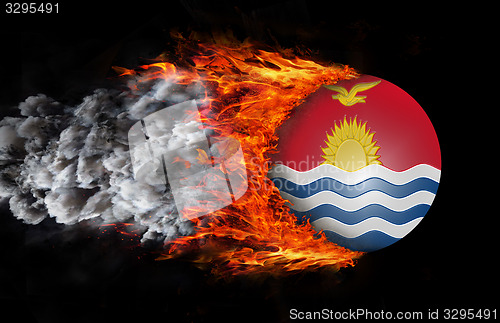 Image of Flag with a trail of fire and smoke - Kiribati