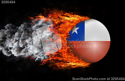 Image of Flag with a trail of fire and smoke - Chile