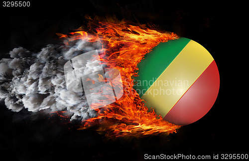 Image of Flag with a trail of fire and smoke - Congo