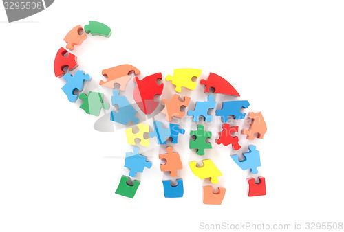 Image of Colorful puzzle pieces in elephant shape