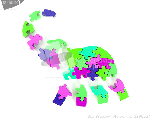 Image of Colorful puzzle pieces in elephant shape