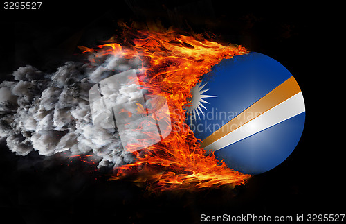 Image of Flag with a trail of fire and smoke - Marshall Islands