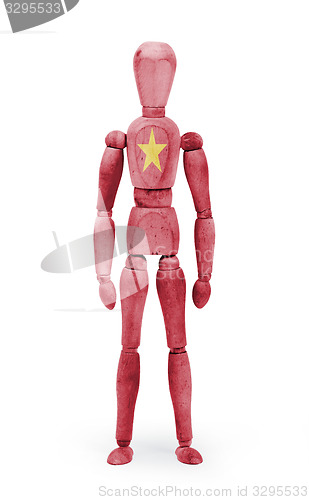 Image of Wood figure mannequin with flag bodypaint - Vietnam