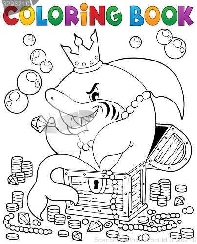 Image of Coloring book with shark and treasure