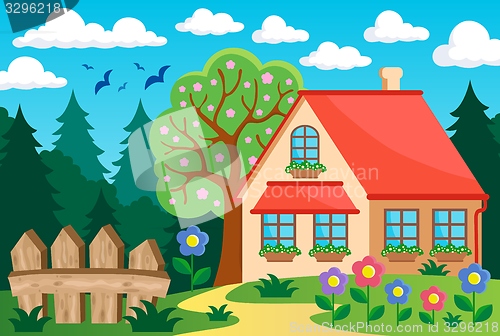 Image of Garden and house theme background 3