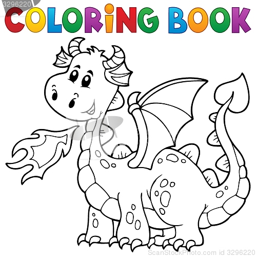 Image of Coloring book with happy dragon