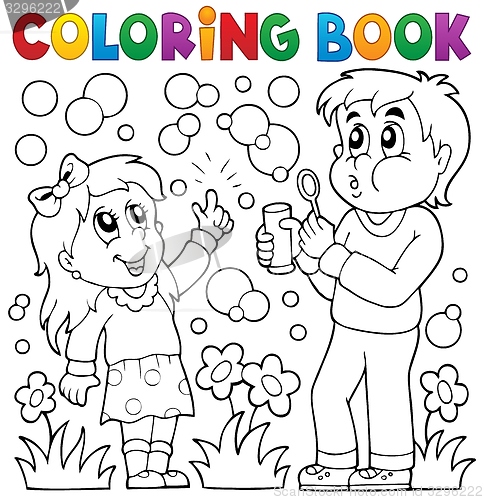 Image of Coloring book children with bubble kit