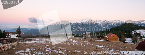 Image of Romantic sunset in mountain