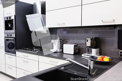 Image of Modern hi-tek kitchen, clean interior design