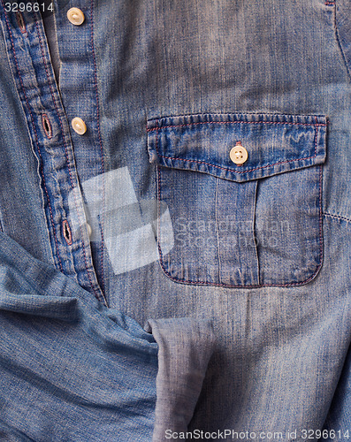 Image of Jeans shirt close up