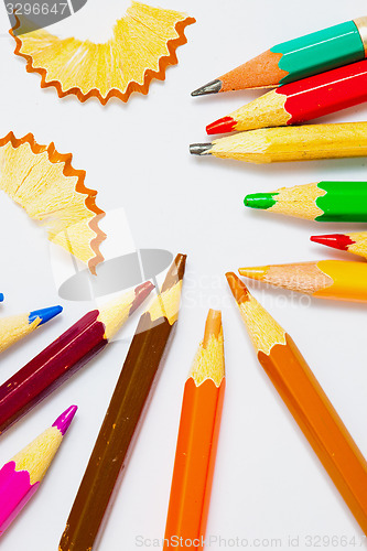 Image of set of vintage colored pencils with chips