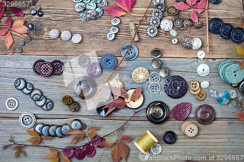 Image of vintage buttons with dried branches