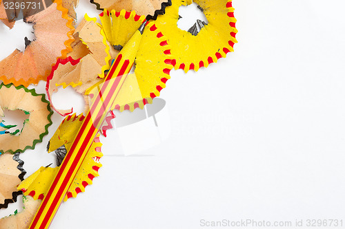 Image of one pencil and shavings