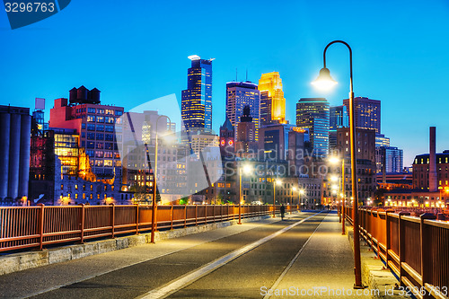 Image of Downtown Minneapolis, Minnesota at night time